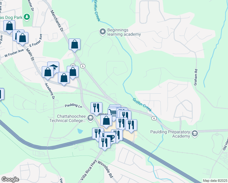 map of restaurants, bars, coffee shops, grocery stores, and more near 115 Twin Pines Court in Dallas