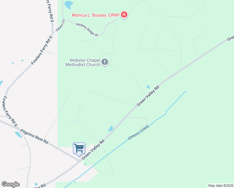 map of restaurants, bars, coffee shops, grocery stores, and more near 1424 Green Valley Road in Gadsden