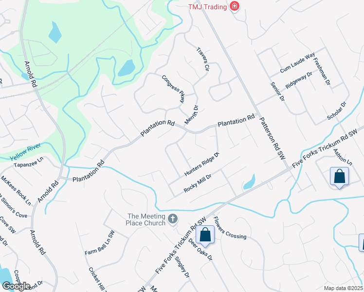 map of restaurants, bars, coffee shops, grocery stores, and more near 410 Hunters Cove Court in Lawrenceville