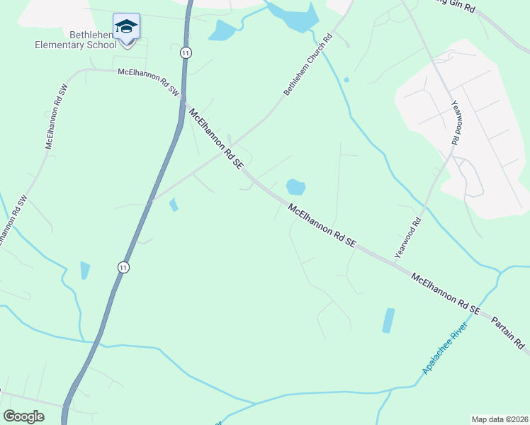 map of restaurants, bars, coffee shops, grocery stores, and more near 103 McElhannon Road Southeast in Bethlehem