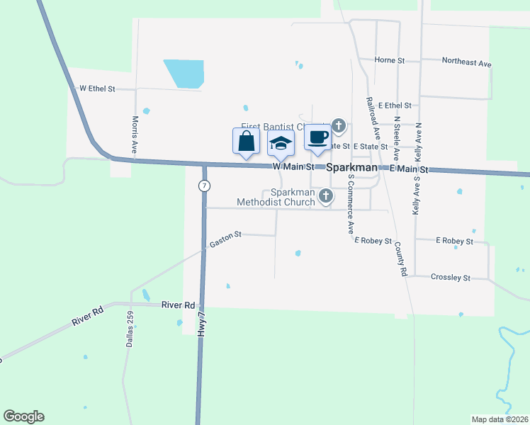 map of restaurants, bars, coffee shops, grocery stores, and more near in Sparkman