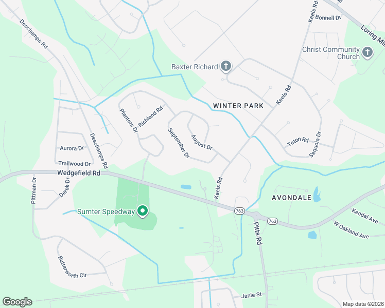 map of restaurants, bars, coffee shops, grocery stores, and more near 2826 August Drive in Sumter