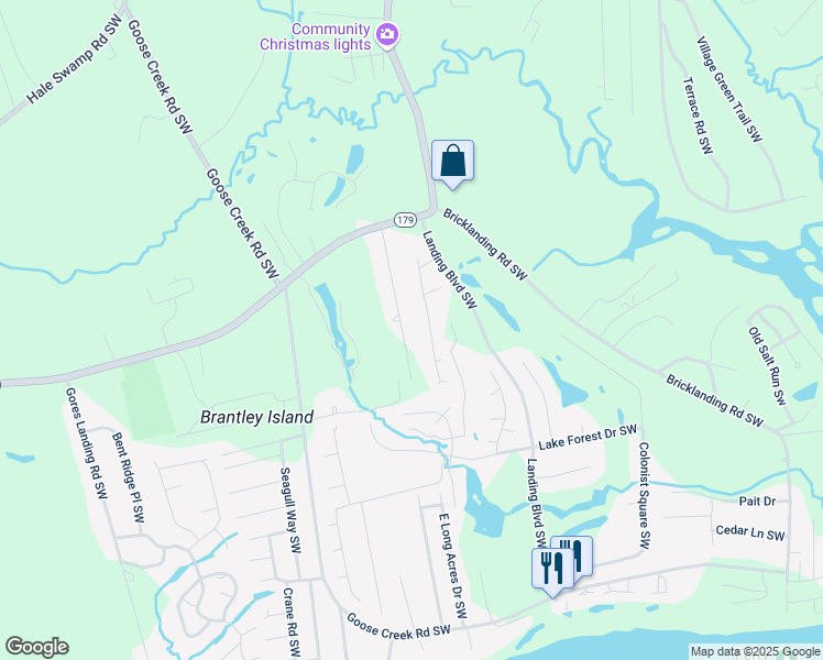 map of restaurants, bars, coffee shops, grocery stores, and more near 1553-1593 Windsong Dr SW in Ocean Isle Beach