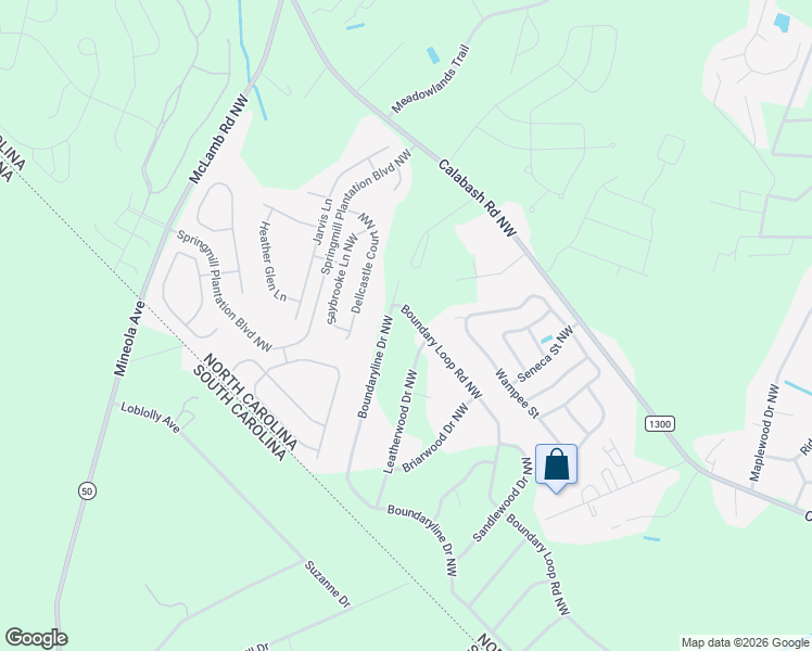 map of restaurants, bars, coffee shops, grocery stores, and more near 788 Boundaryline Drive Northwest in Calabash