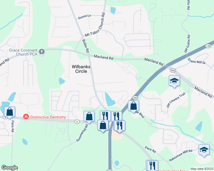 map of restaurants, bars, coffee shops, grocery stores, and more near 118 Wheelan School Road in Dallas