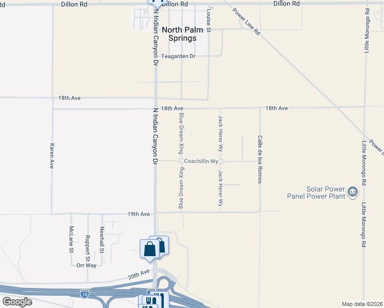 map of restaurants, bars, coffee shops, grocery stores, and more near 64050 18th Avenue in Desert Hot Springs