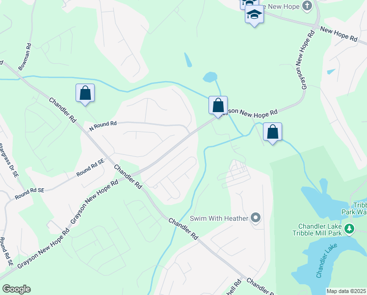 map of restaurants, bars, coffee shops, grocery stores, and more near 574 Leaflet Ives Drive in Lawrenceville