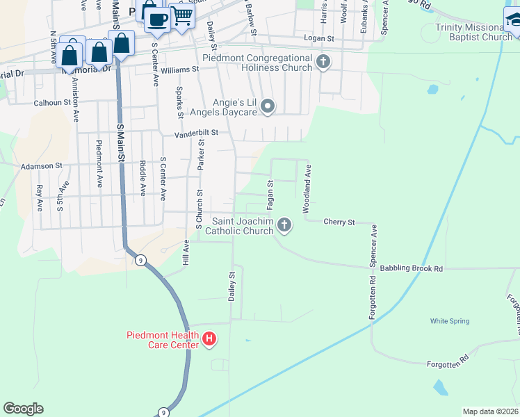 map of restaurants, bars, coffee shops, grocery stores, and more near 415 White Street in Piedmont