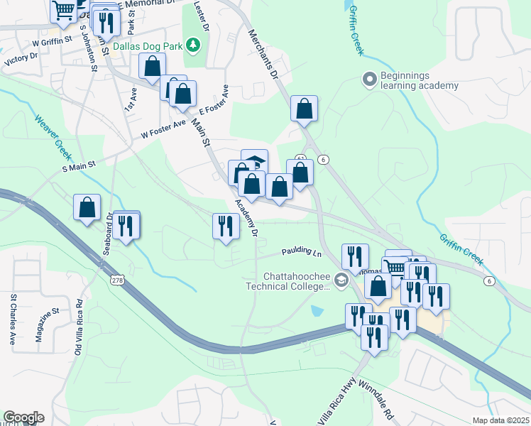 map of restaurants, bars, coffee shops, grocery stores, and more near 240 Professional Court in Dallas