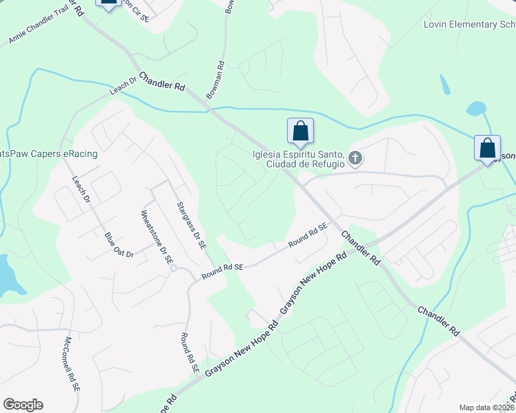 map of restaurants, bars, coffee shops, grocery stores, and more near 1672 Sharpton Trail in Lawrenceville