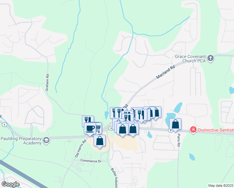 map of restaurants, bars, coffee shops, grocery stores, and more near 174 Sunset Drive in Dallas