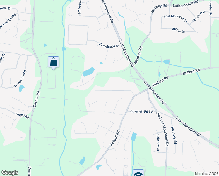 map of restaurants, bars, coffee shops, grocery stores, and more near 4878 Shady Rest Drive in Powder Springs