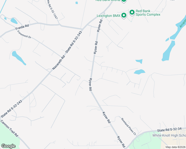 map of restaurants, bars, coffee shops, grocery stores, and more near 330 Kyzer Road in Lexington