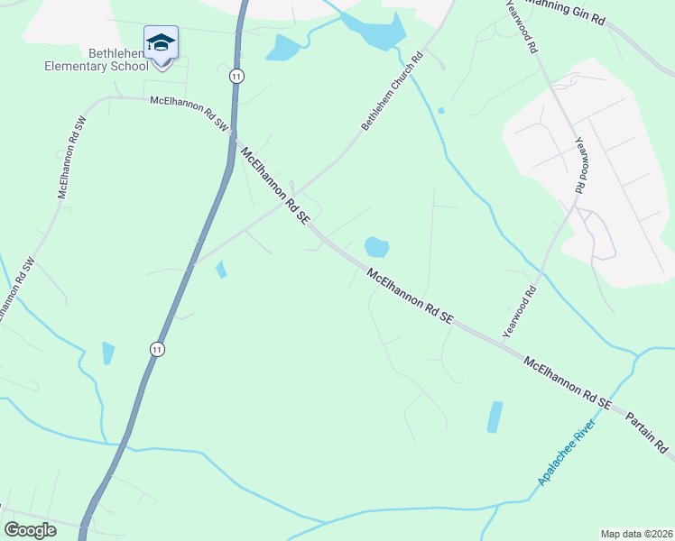 map of restaurants, bars, coffee shops, grocery stores, and more near 103 McElhannon Road Southeast in Bethlehem