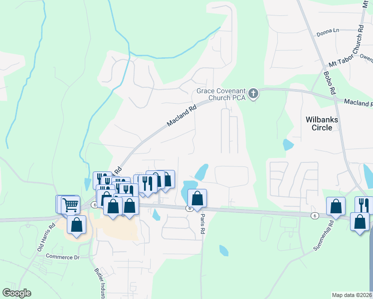 map of restaurants, bars, coffee shops, grocery stores, and more near 182 Brock Drive in Dallas