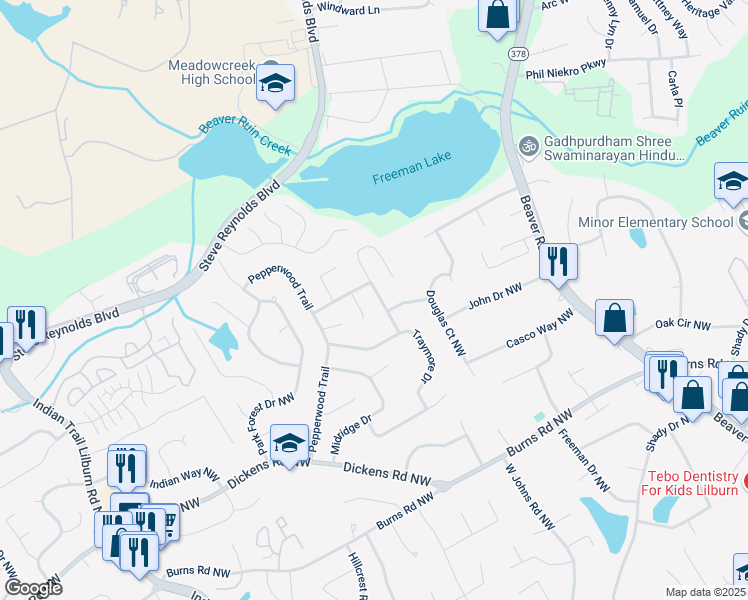 map of restaurants, bars, coffee shops, grocery stores, and more near 1030 Brockdell Court in Norcross
