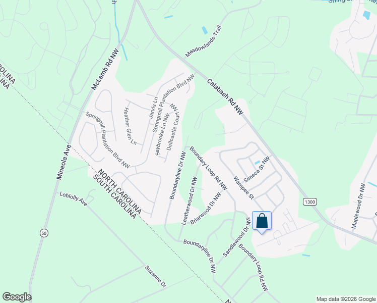 map of restaurants, bars, coffee shops, grocery stores, and more near 788 Boundaryline Drive Northwest in Calabash