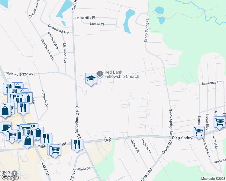 map of restaurants, bars, coffee shops, grocery stores, and more near 230 Bill Williamson Court in Lexington