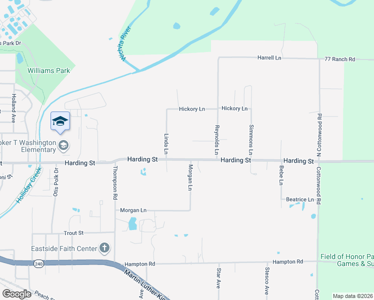 map of restaurants, bars, coffee shops, grocery stores, and more near 1512 Harding Street in Wichita Falls
