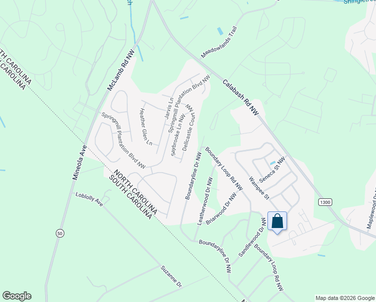 map of restaurants, bars, coffee shops, grocery stores, and more near 791 Boundaryline Dr NW in Calabash