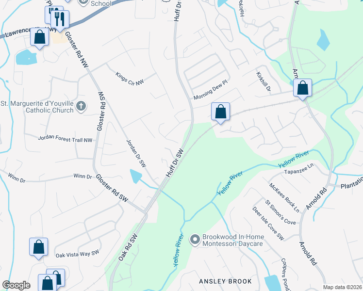 map of restaurants, bars, coffee shops, grocery stores, and more near 208 Gloster Park Court in Lawrenceville