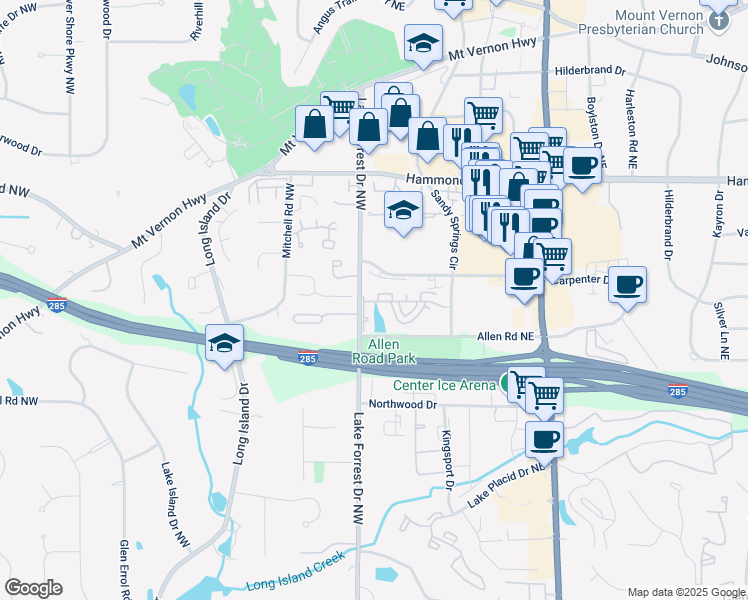 map of restaurants, bars, coffee shops, grocery stores, and more near 2063 Wheaton Way in Atlanta