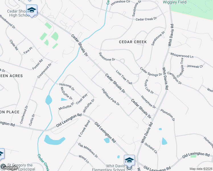 map of restaurants, bars, coffee shops, grocery stores, and more near 152 Essex Court in Athens
