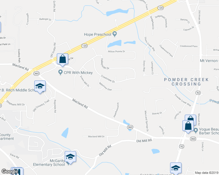 map of restaurants, bars, coffee shops, grocery stores, and more near 159 Mill Stone Glen in Dallas