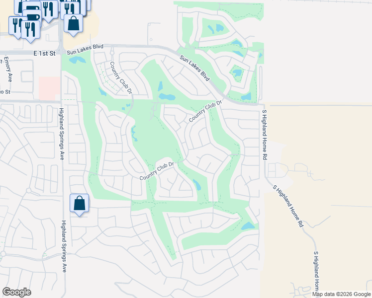 map of restaurants, bars, coffee shops, grocery stores, and more near 1079 Oakland Hills Drive in Banning