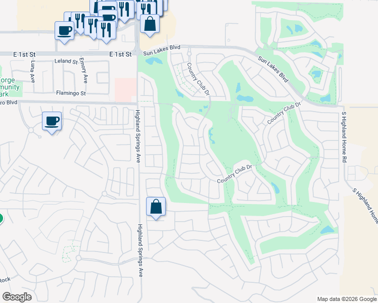 map of restaurants, bars, coffee shops, grocery stores, and more near 1121 Pauma Valley Road in Banning