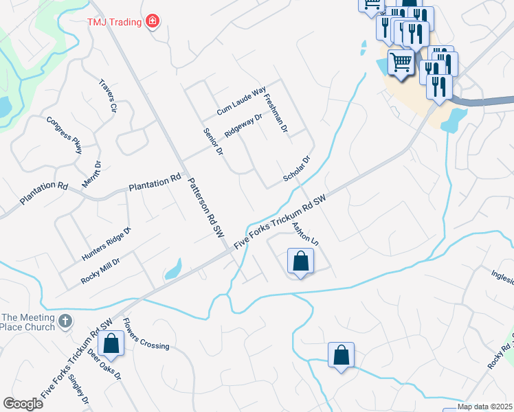 map of restaurants, bars, coffee shops, grocery stores, and more near 590 Exam Court in Lawrenceville