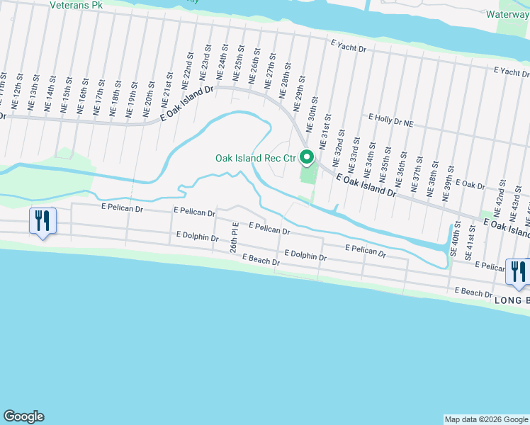 map of restaurants, bars, coffee shops, grocery stores, and more near 2534 Marsh Hen Dr in Oak Island