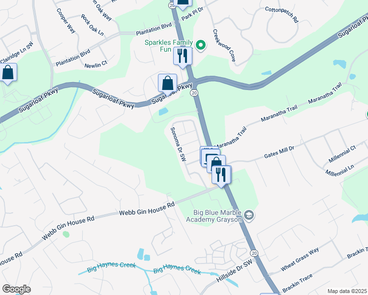 map of restaurants, bars, coffee shops, grocery stores, and more near 506 Cabot Trce in Lawrenceville