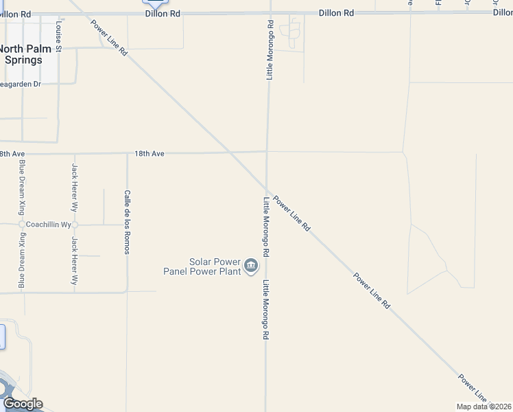 map of restaurants, bars, coffee shops, grocery stores, and more near Little Morongo Road in Desert Hot Springs