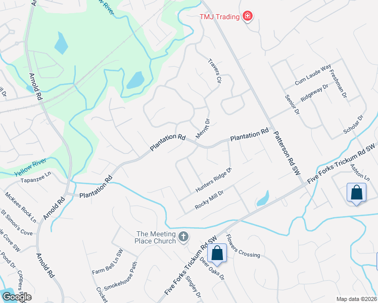 map of restaurants, bars, coffee shops, grocery stores, and more near 2021 Hunters Cove Drive in Lawrenceville