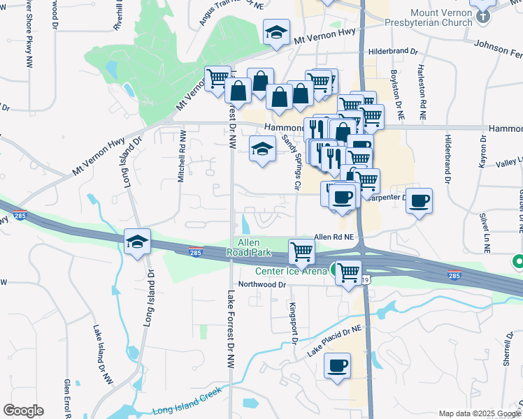 map of restaurants, bars, coffee shops, grocery stores, and more near 2033 Wheaton Way in Atlanta