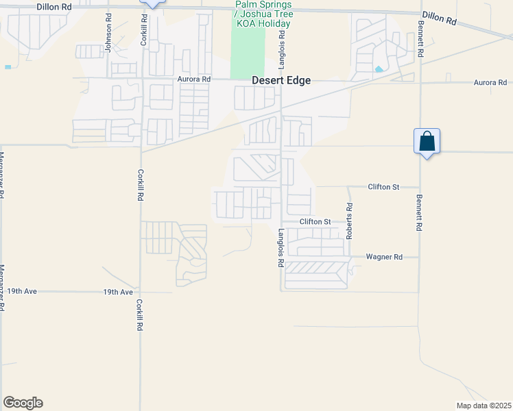map of restaurants, bars, coffee shops, grocery stores, and more near 18131 Langlois Road in Desert Hot Springs