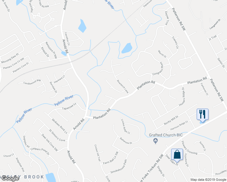 map of restaurants, bars, coffee shops, grocery stores, and more near 297 Birchmore Walk in Lawrenceville