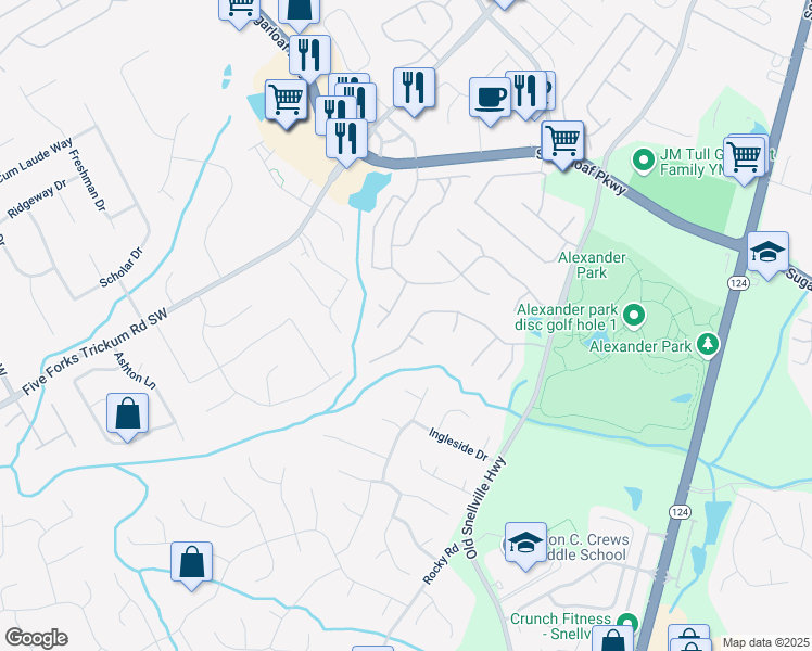 map of restaurants, bars, coffee shops, grocery stores, and more near 1930 Henderson Way in Lawrenceville