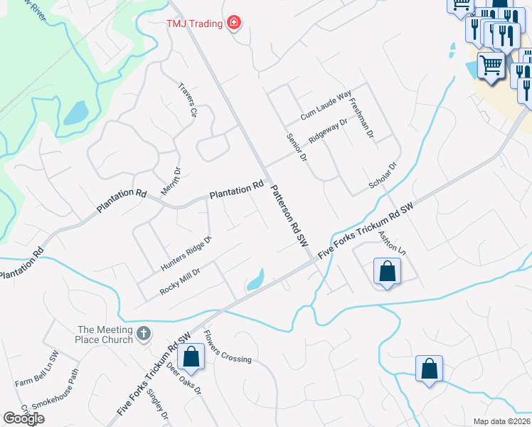 map of restaurants, bars, coffee shops, grocery stores, and more near 492 Fairhaven Court in Lawrenceville