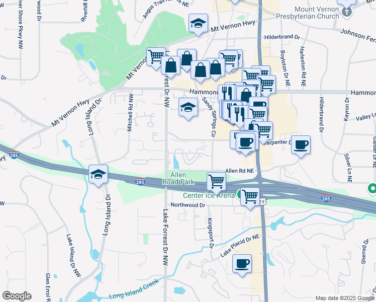 map of restaurants, bars, coffee shops, grocery stores, and more near 2033 Wheaton Way in Atlanta
