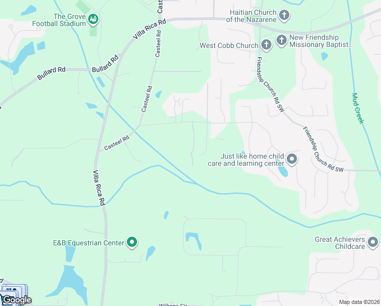 map of restaurants, bars, coffee shops, grocery stores, and more near 3665 North Cook Road in Powder Springs