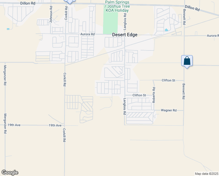 map of restaurants, bars, coffee shops, grocery stores, and more near 18131 Langlois Road in Desert Hot Springs