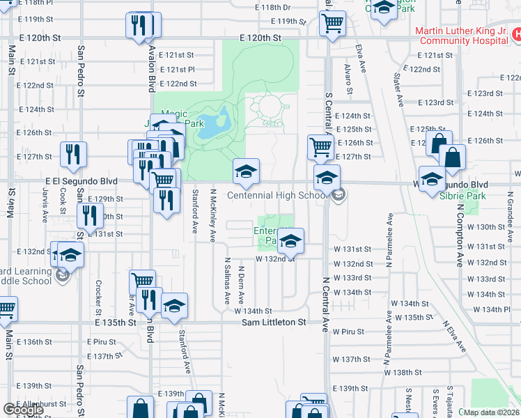 map of restaurants, bars, coffee shops, grocery stores, and more near 12913 North Corlett Avenue in Los Angeles