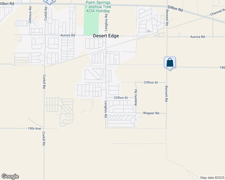 map of restaurants, bars, coffee shops, grocery stores, and more near 18070 Langlois Road in Desert Hot Springs