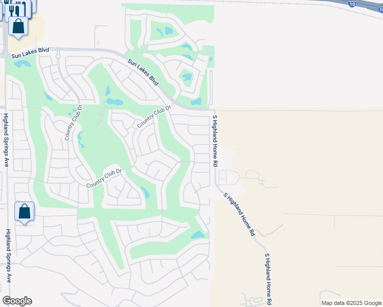 map of restaurants, bars, coffee shops, grocery stores, and more near 1143 Riviera Avenue in Banning