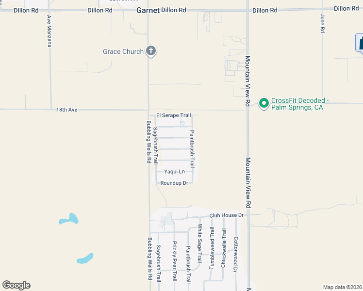 map of restaurants, bars, coffee shops, grocery stores, and more near 67668 El Sombrero Lane in Desert Hot Springs