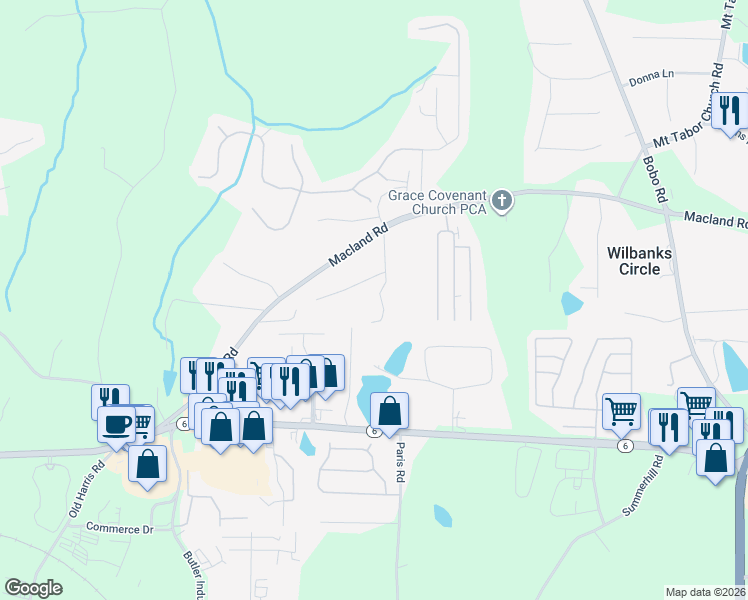 map of restaurants, bars, coffee shops, grocery stores, and more near 182 Brock Drive in Dallas