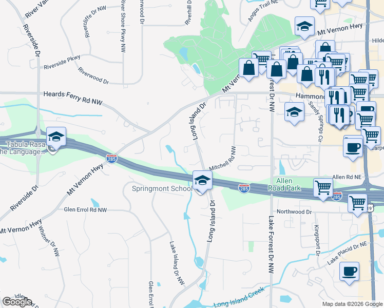 map of restaurants, bars, coffee shops, grocery stores, and more near 920 Greyfield Place Northwest in Atlanta