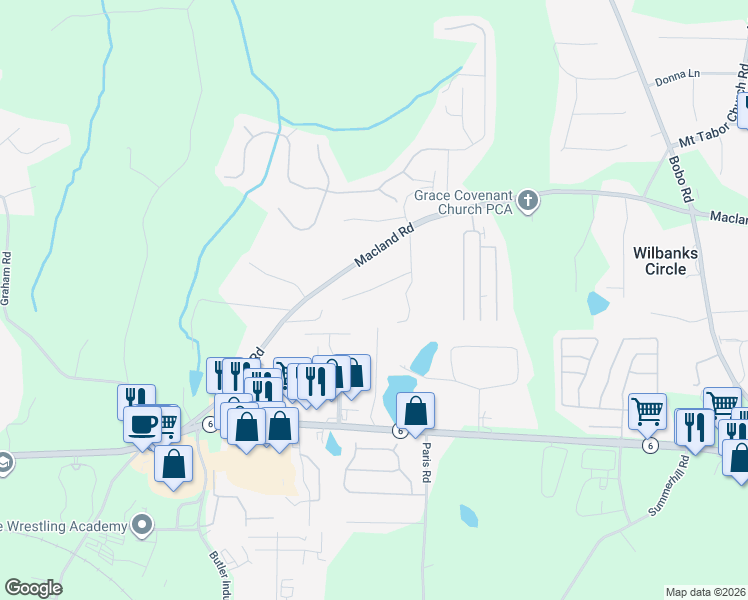 map of restaurants, bars, coffee shops, grocery stores, and more near 119 Debbie Lane in Dallas